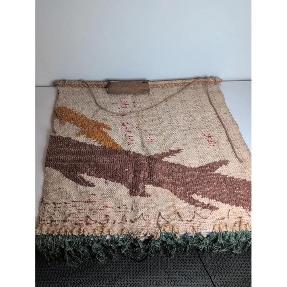 Large Unique Vintage Macrame Tapestry Wall Hanging Art Tree Village 40